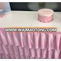 Newest Satin Table Skirt Steps in Scuba Table Skirting for Banquet